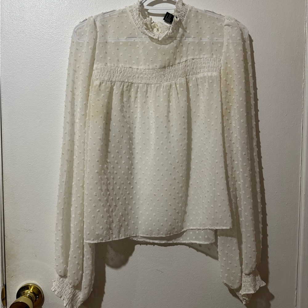 Forever 21 Cream Textured Blouse